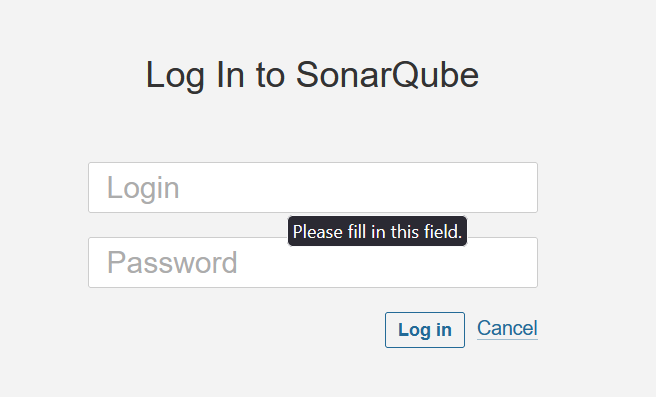 Login page