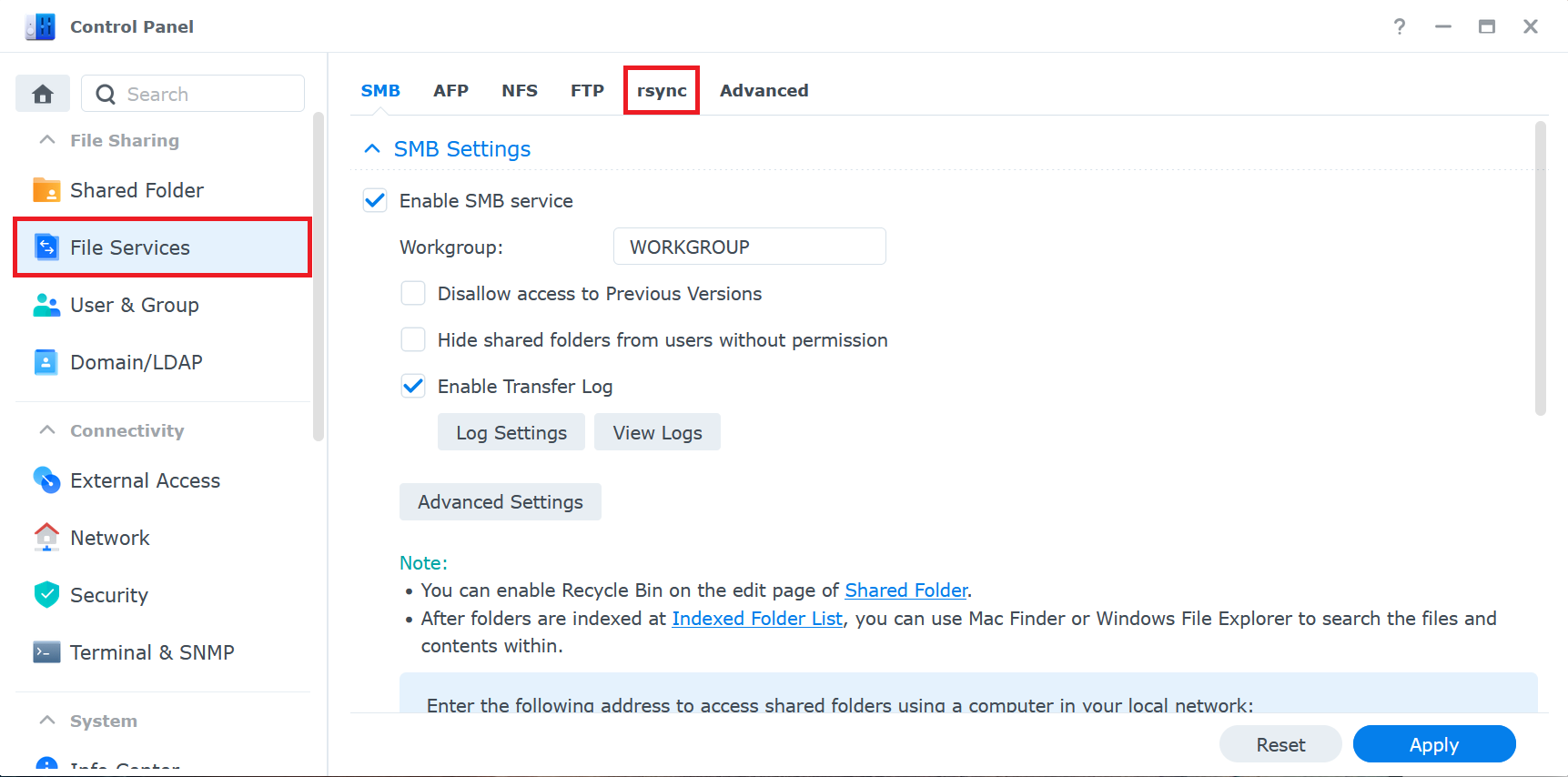 Rsync data from TrueNas to Synology - Synology Setup